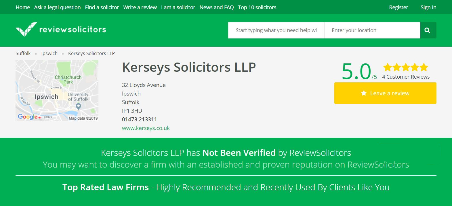 Review Solicitors Kerseys