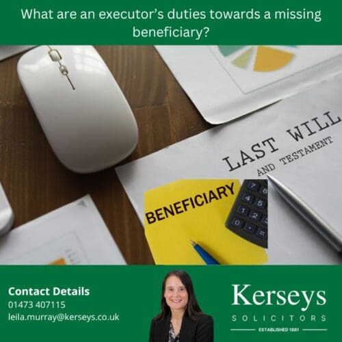 What are an executor’s duties towards a missing beneficiary